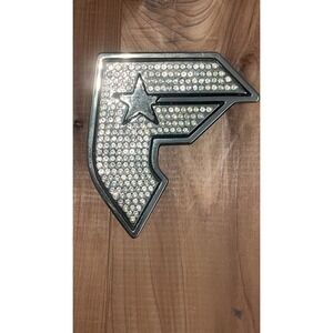 Famous Stars & Straps F Gun Look Silver & Rhinestone Metal Belt Buckle Mens